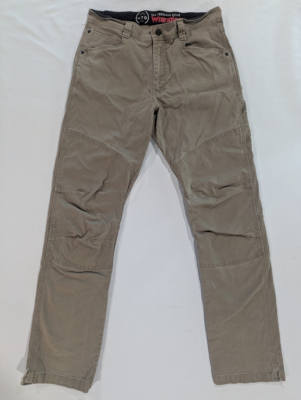 Wrangler All Terrain Gear Pants Mens 34x34 Brown Canvas Cargo Stretch Outdoor